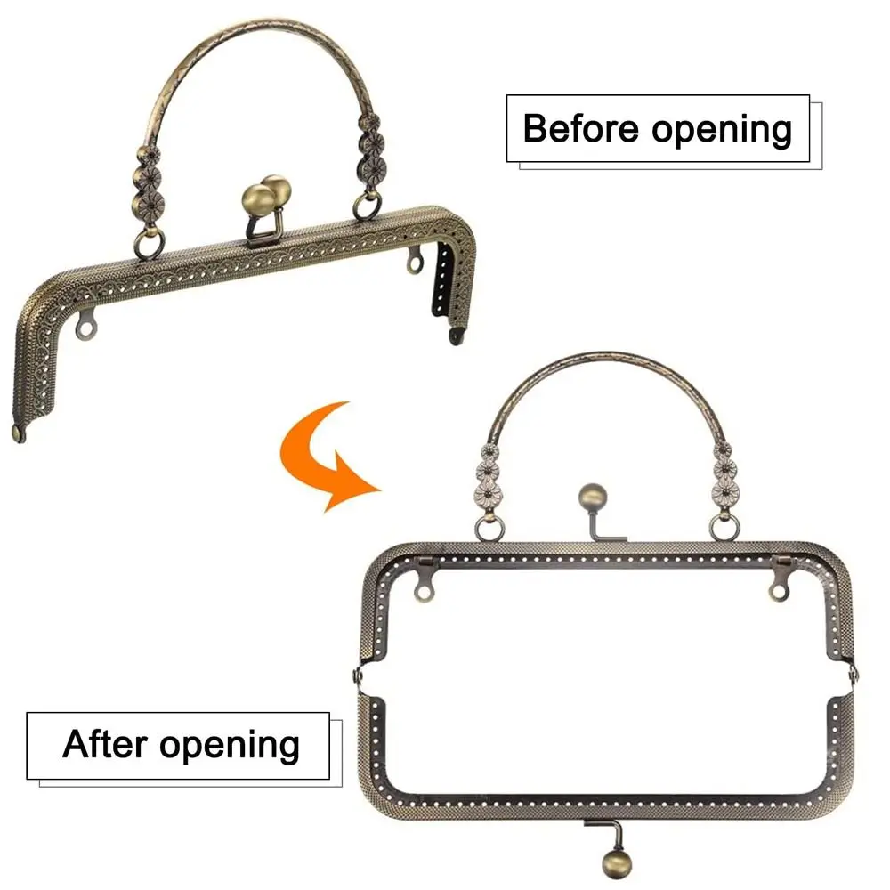 Purse Clasp Frame Bag Kiss Clasp Lock Metal Purse Frame for DIY Craft Purse Bag Making 18CM/20CM