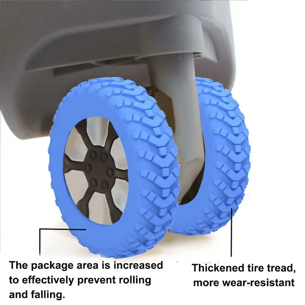 8Pcs Luggage Wheel Protector Suitcase Wheel Protection Cover Thicken Non-slip Wear-resistant Reduce Noise Silicone Casters Cover