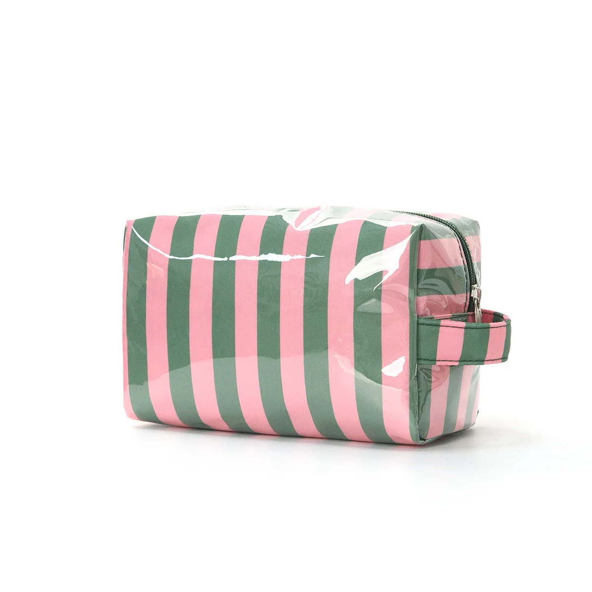 Stylish Pink Strip Makeup Bag Portable Travel Large Capacity Lipstick Storage Bag Handbag Cosmetic Bag Toiletry Bags Girls Gifts