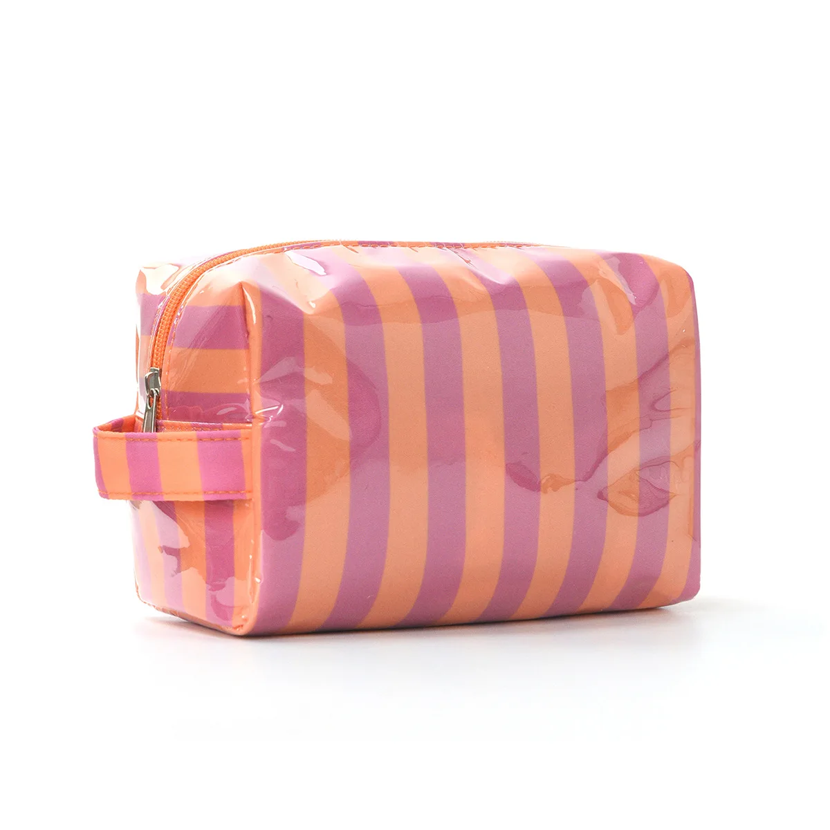 Stylish Pink Strip Makeup Bag Portable Travel Large Capacity Lipstick Storage Bag Handbag Cosmetic Bag Toiletry Bags Girls Gifts