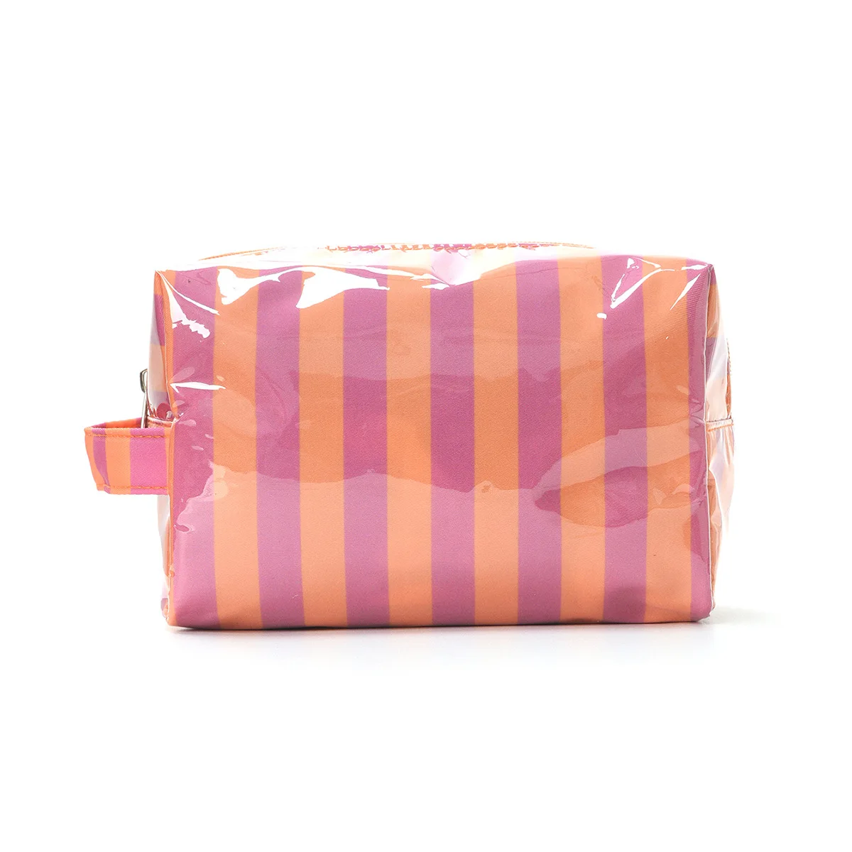 Stylish Pink Strip Makeup Bag Portable Travel Large Capacity Lipstick Storage Bag Handbag Cosmetic Bag Toiletry Bags Girls Gifts