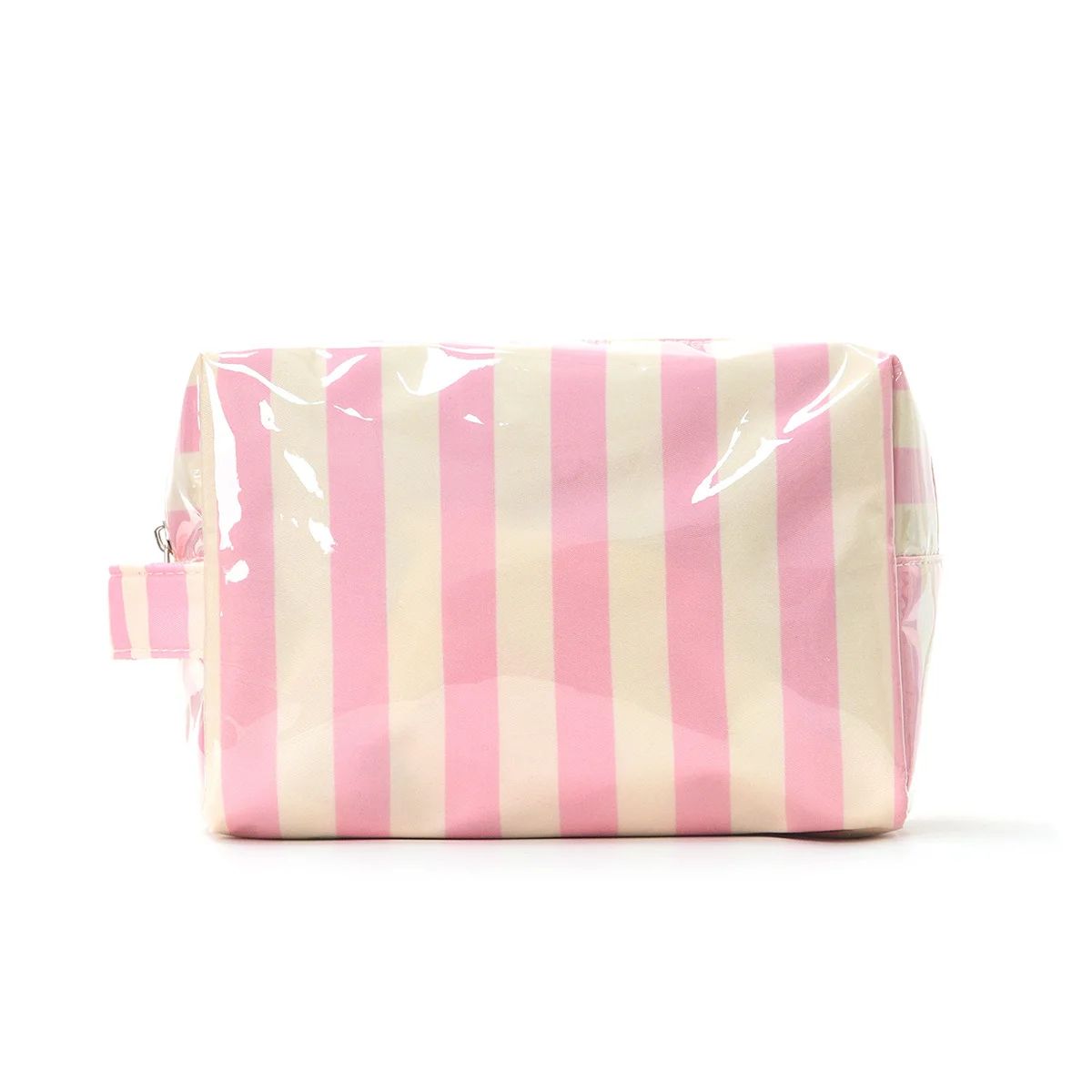 Stylish Pink Strip Makeup Bag Portable Travel Large Capacity Lipstick Storage Bag Handbag Cosmetic Bag Toiletry Bags Girls Gifts