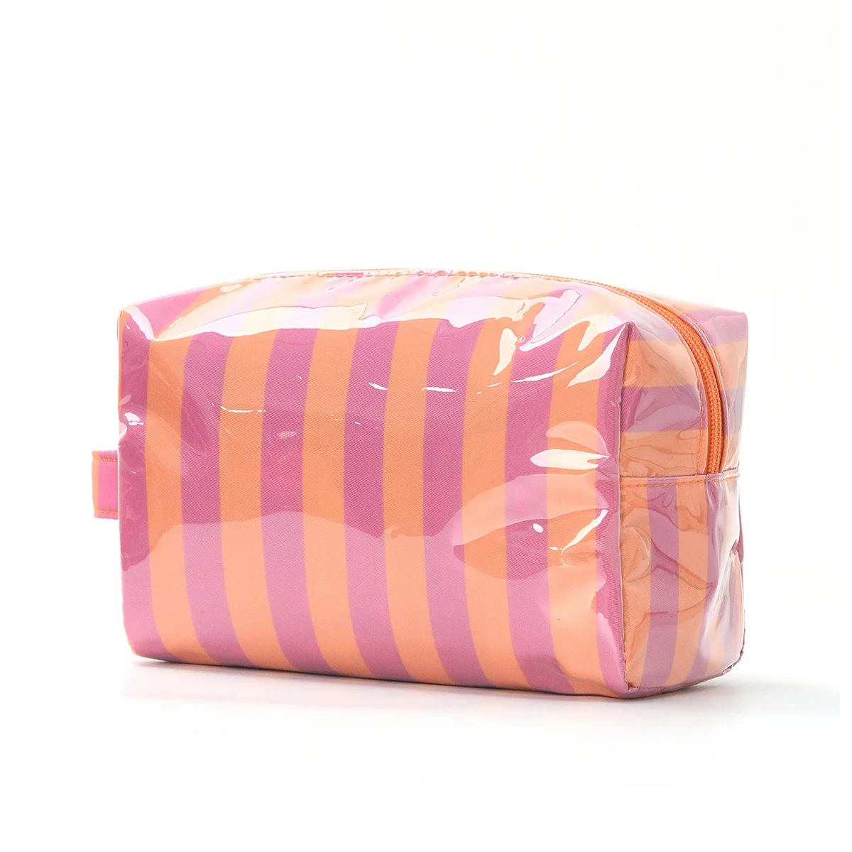 Stylish Pink Strip Makeup Bag Portable Travel Large Capacity Lipstick Storage Bag Handbag Cosmetic Bag Toiletry Bags Girls Gifts