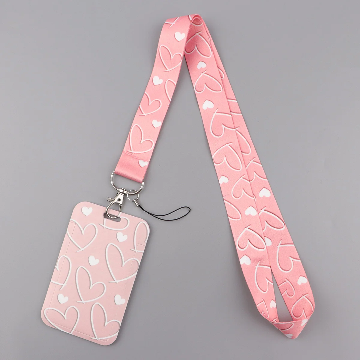 Colorful Heart ID Badge Holder Lanyards Minimalist Style Door Card Case Hanging Rope Neck Strap Keychain Business Card Gift
