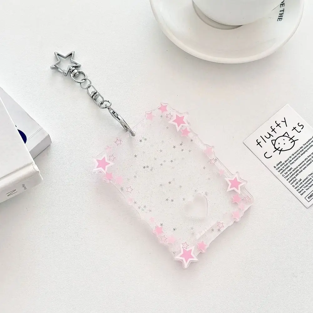 New 3 inch Photocard Holder Acrylic Mini Idol Photo Holder Sparkling Stars Gift Keychains