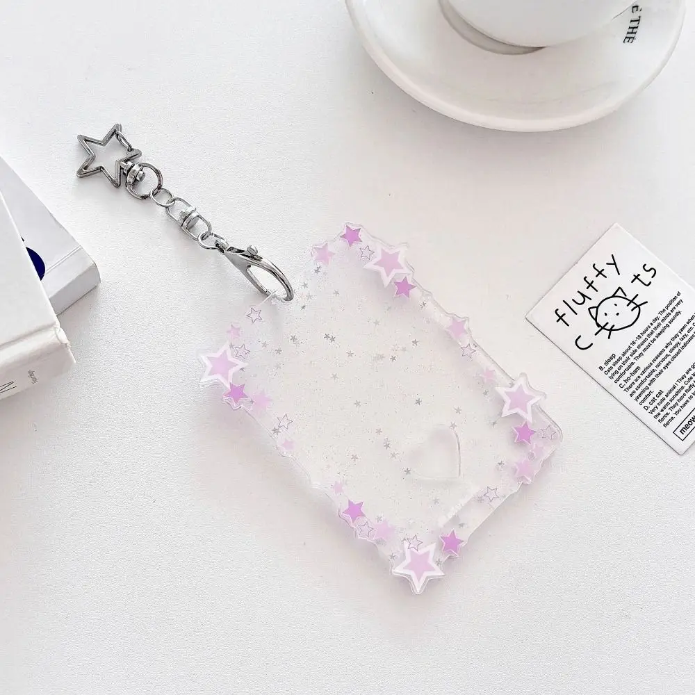 New 3 inch Photocard Holder Acrylic Mini Idol Photo Holder Sparkling Stars Gift Keychains