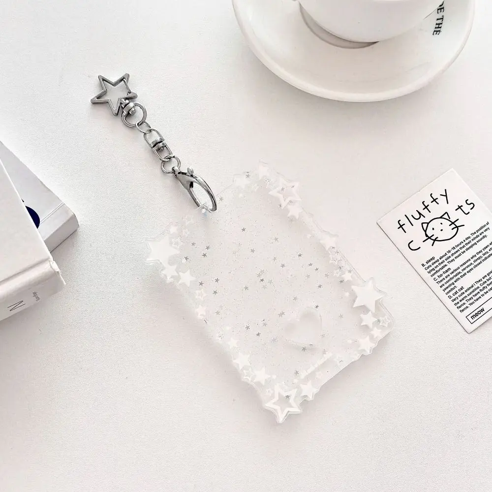 New 3 inch Photocard Holder Acrylic Mini Idol Photo Holder Sparkling Stars Gift Keychains