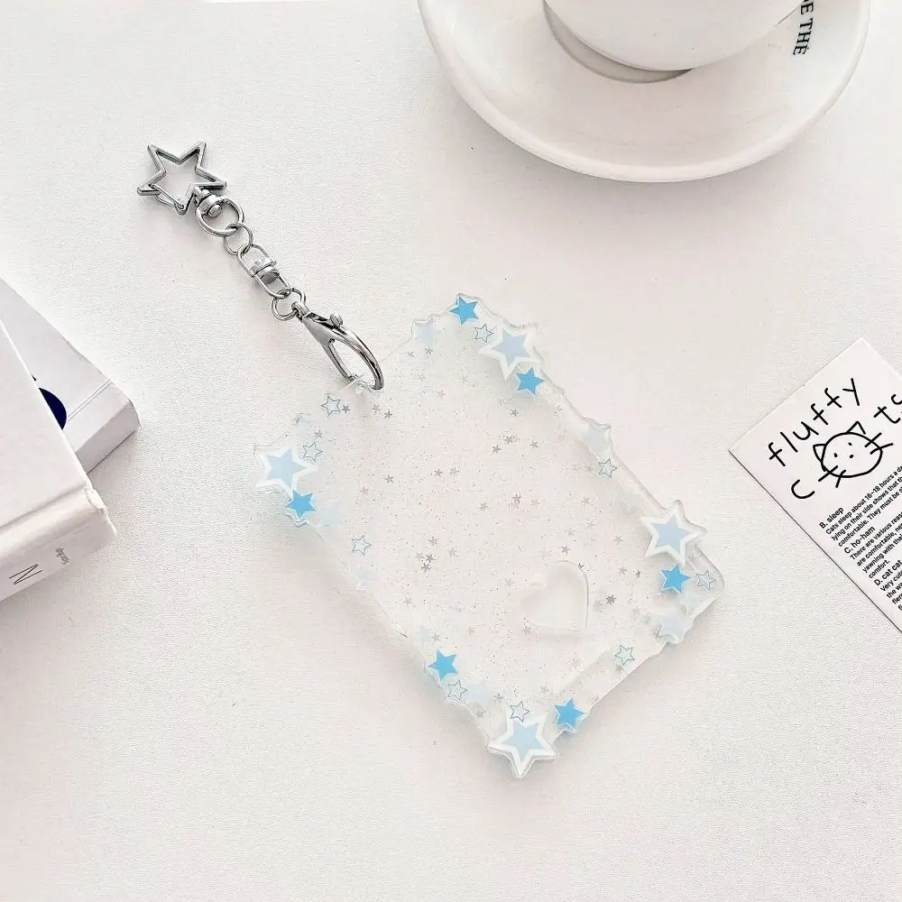 New 3 inch Photocard Holder Acrylic Mini Idol Photo Holder Sparkling Stars Gift Keychains
