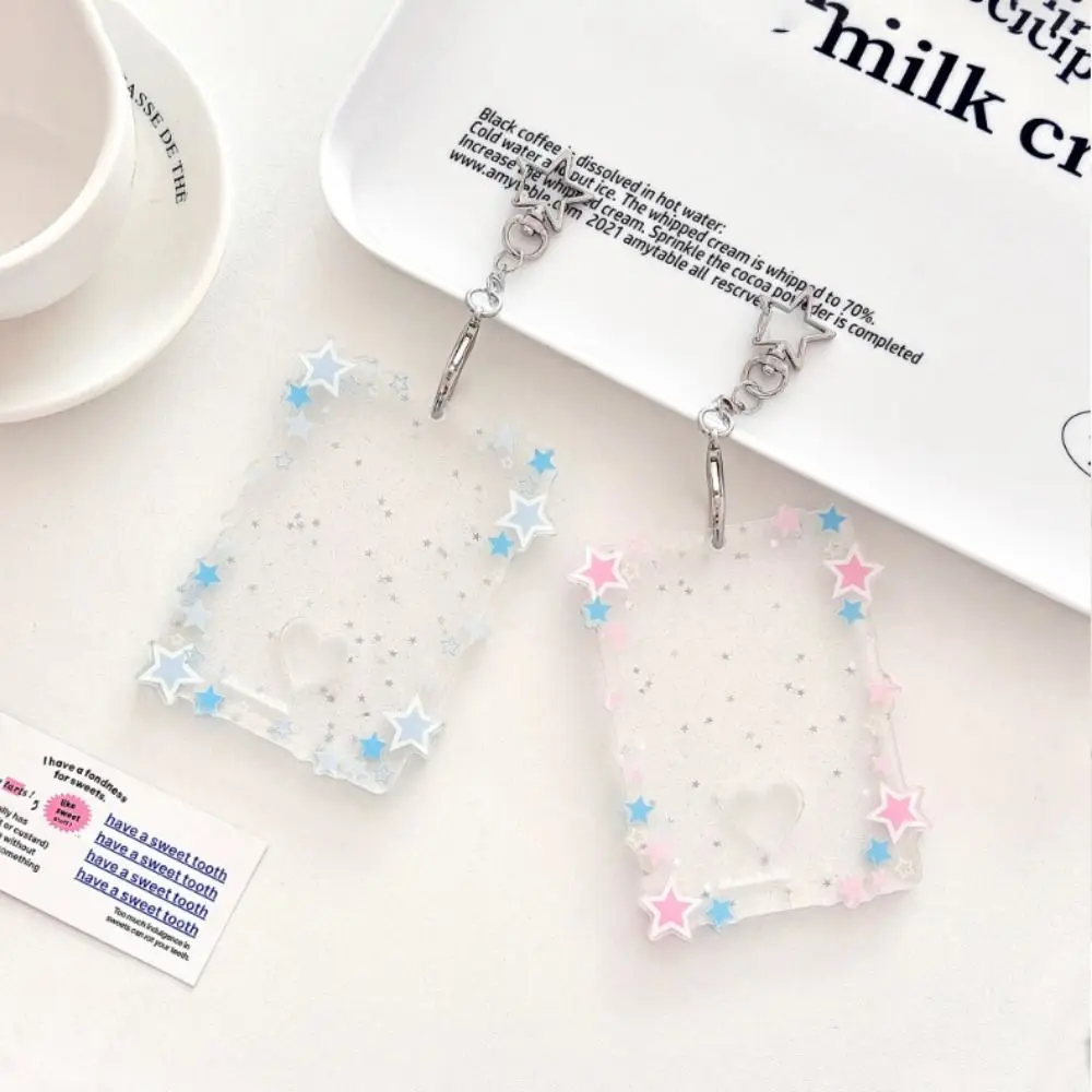 New 3 inch Photocard Holder Acrylic Mini Idol Photo Holder Sparkling Stars Gift Keychains