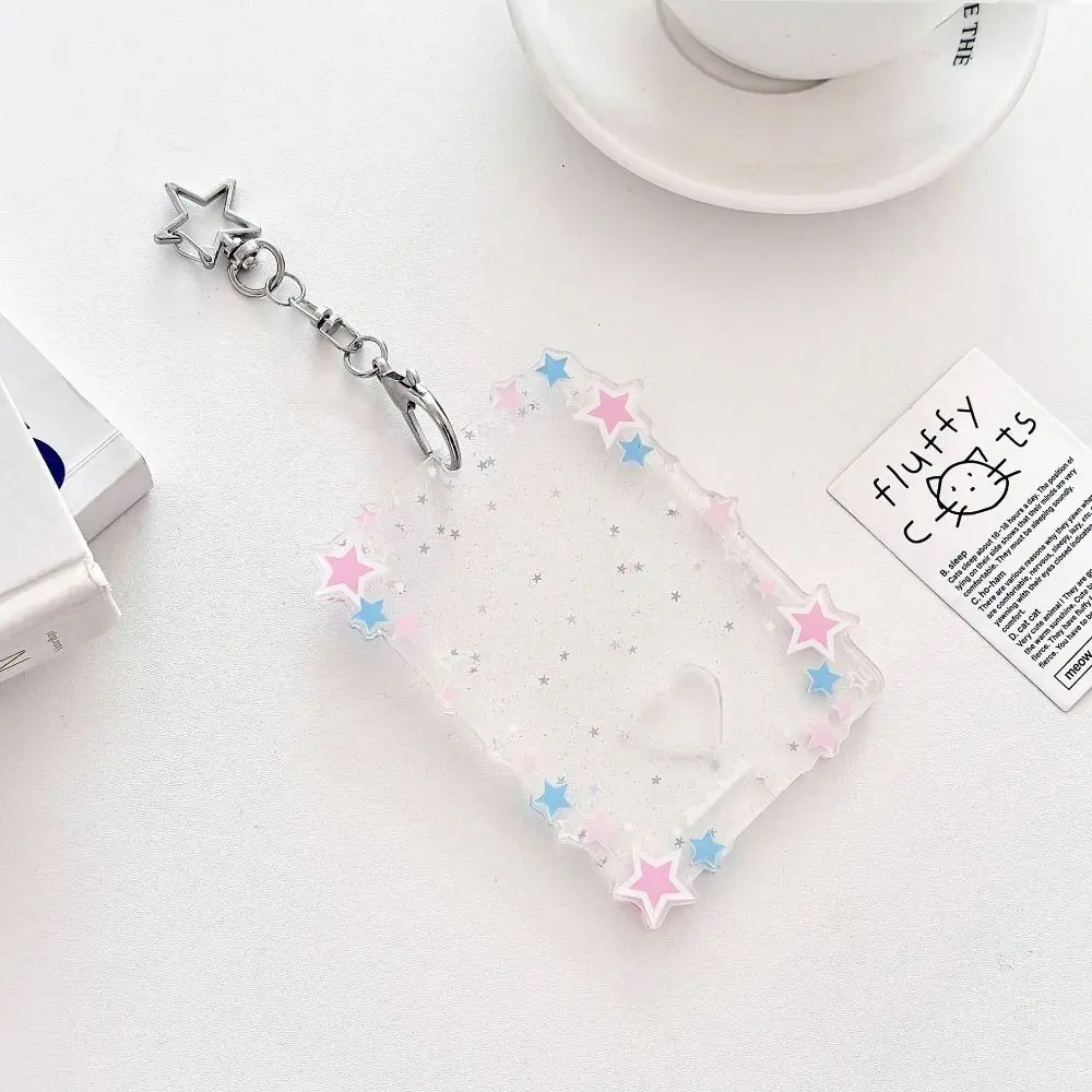 New 3 inch Photocard Holder Acrylic Mini Idol Photo Holder Sparkling Stars Gift Keychains