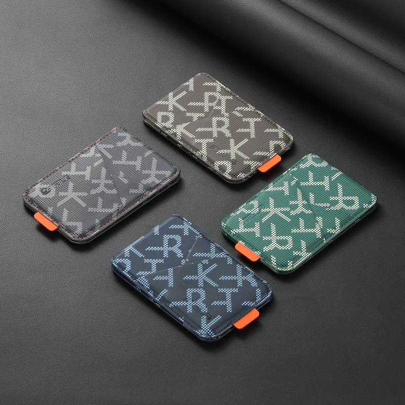 Luxury Camo Pattern Faux Leather For MagSafe Card Holder With Stand For iPhone Samsung Series RFID Anti-Skimming Wallet