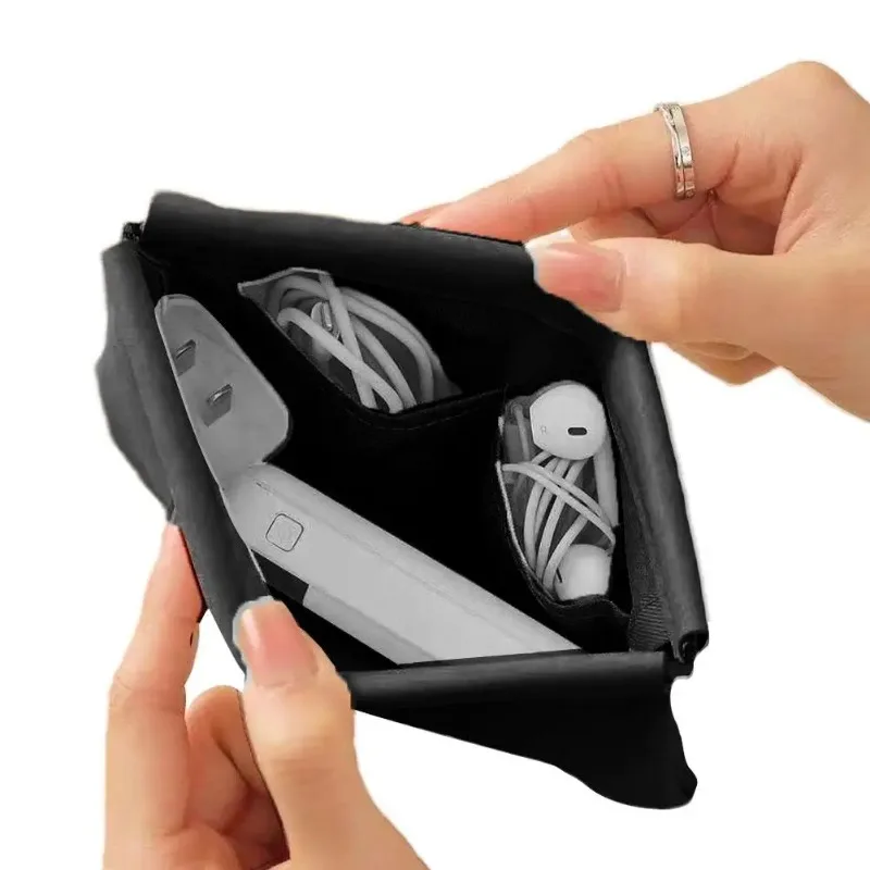 Mini Portable Storage Pouch for Headphones, Coins, Lipstick | Auto Close PU Bullet Storage Bag