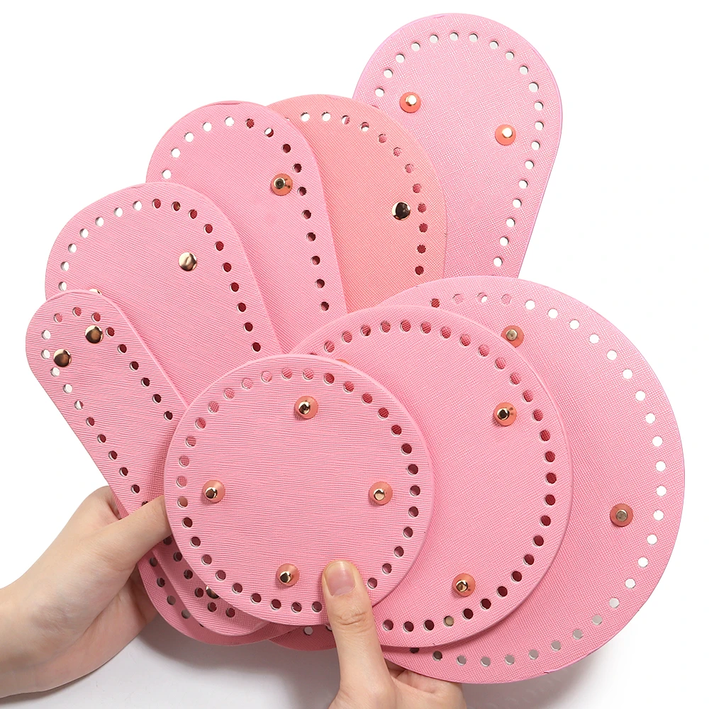 1pc/lot Colorful Long PU Leather Bag Bottom Hand-woven Bag Rivets Baseplate For DIY Handbag Cushion Pad Base Accessories