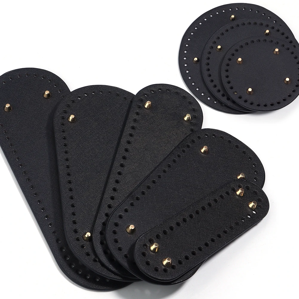 1pc/lot Colorful Long PU Leather Bag Bottom Hand-woven Bag Rivets Baseplate For DIY Handbag Cushion Pad Base Accessories