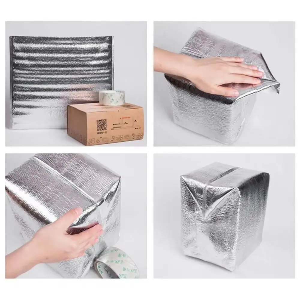 50Pcs/Pack Ice Cold Warm Aluminum Foil Bag Delivery Carrier Drink Storage Insulation Bag with Closure Food Thermal Cooler Bag