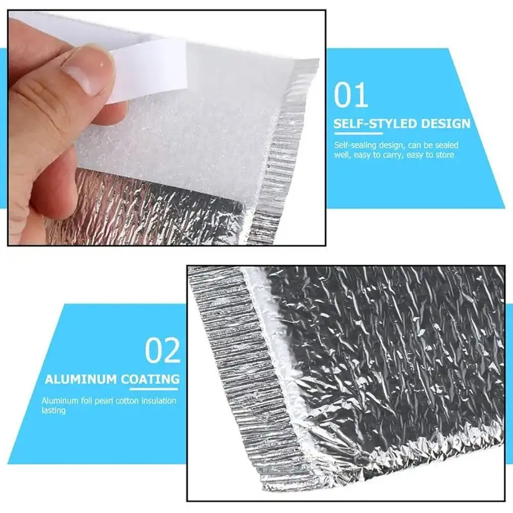 50Pcs/Pack Ice Cold Warm Aluminum Foil Bag Delivery Carrier Drink Storage Insulation Bag with Closure Food Thermal Cooler Bag