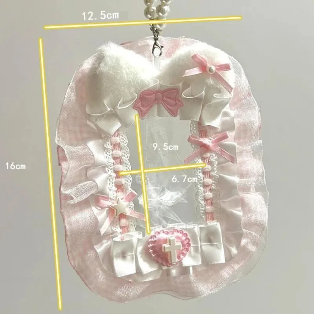 New High Quality Kawaii DIY Card Holder with Ribbon Lolita Lace Photocard Case Idol Display Anime Photo Protector Case Card