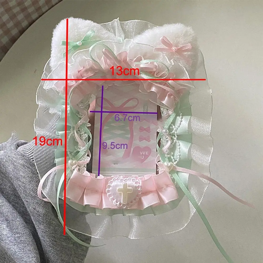 New High Quality Kawaii DIY Card Holder with Ribbon Lolita Lace Photocard Case Idol Display Anime Photo Protector Case Card
