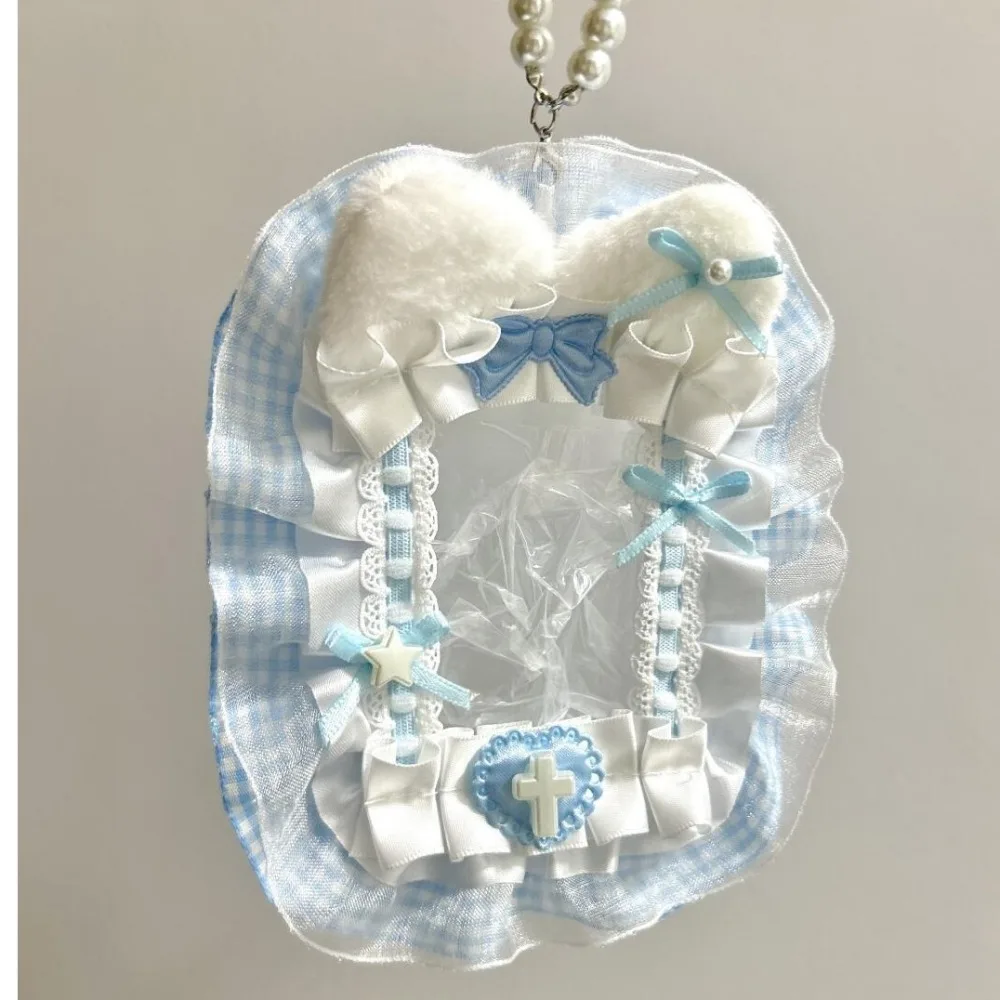 New High Quality Kawaii DIY Card Holder with Ribbon Lolita Lace Photocard Case Idol Display Anime Photo Protector Case Card