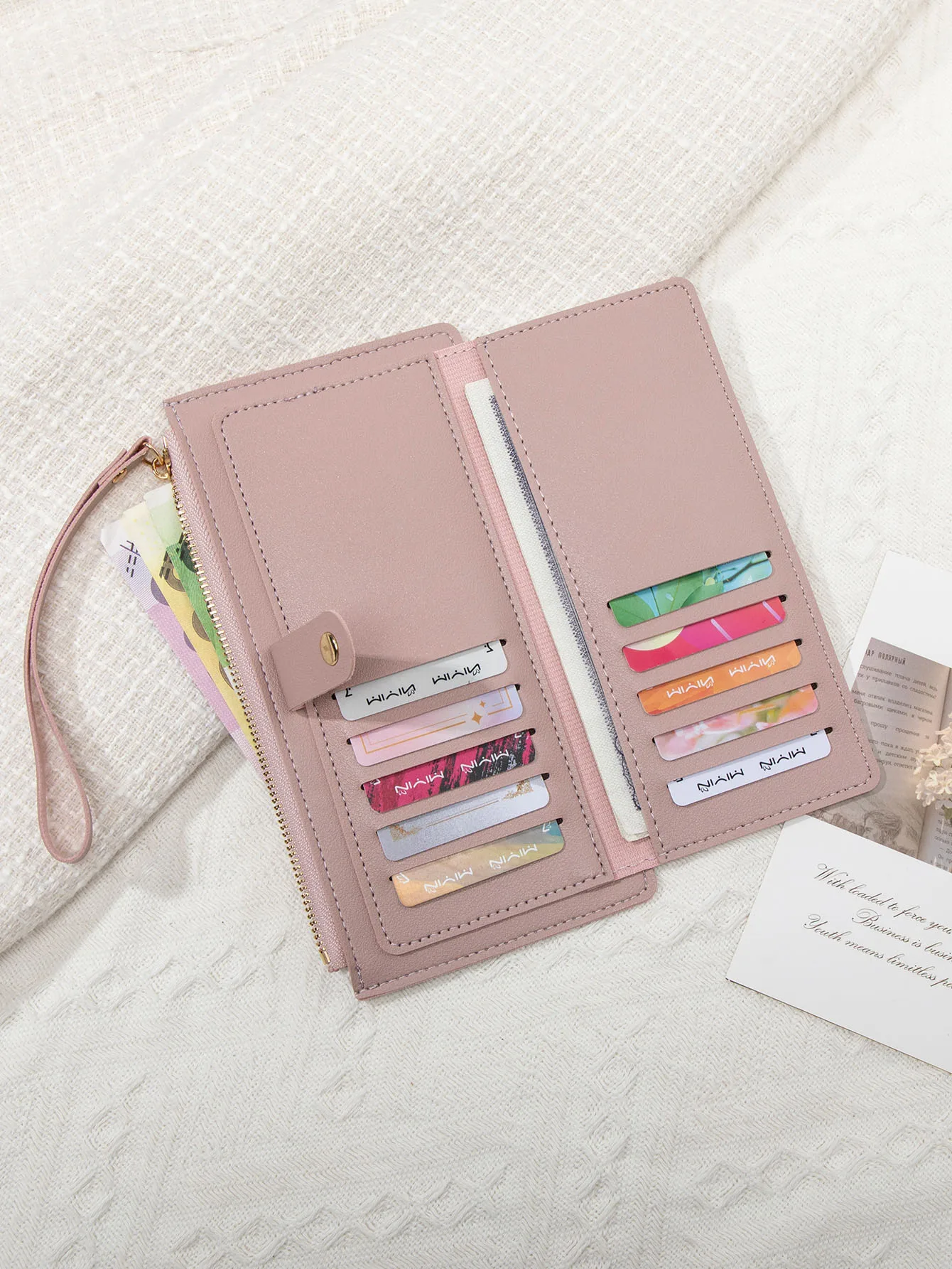 Ultra Thin Mini PU Leather Coin Purse Simple Women's Long Card Bag Multifunctional Handheld Credit Card Holder Women's Wallet