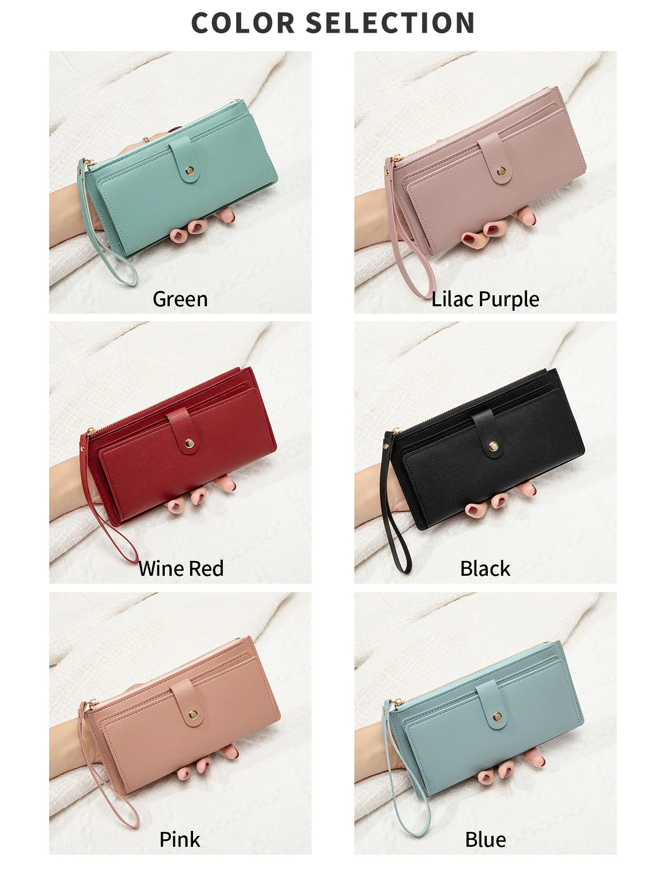 Ultra Thin Mini PU Leather Coin Purse Simple Women's Long Card Bag Multifunctional Handheld Credit Card Holder Women's Wallet