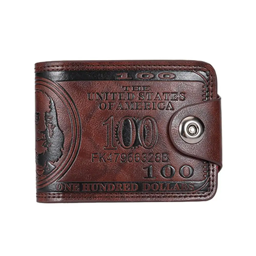 Men's Wallets with 100 US Dollar Pattern Hasp Male Leather Wallet with Zipper Card Holder Coin Pocket Purse Cartera Hombre