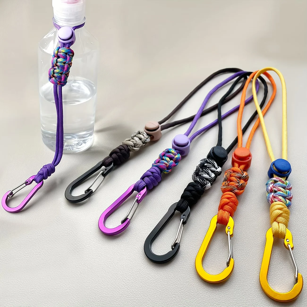 1Pc Water Bottle Holder with Lanyard, Alloy Hook Keychain, Portable Clip for Travel Hiking Backpack Accessory