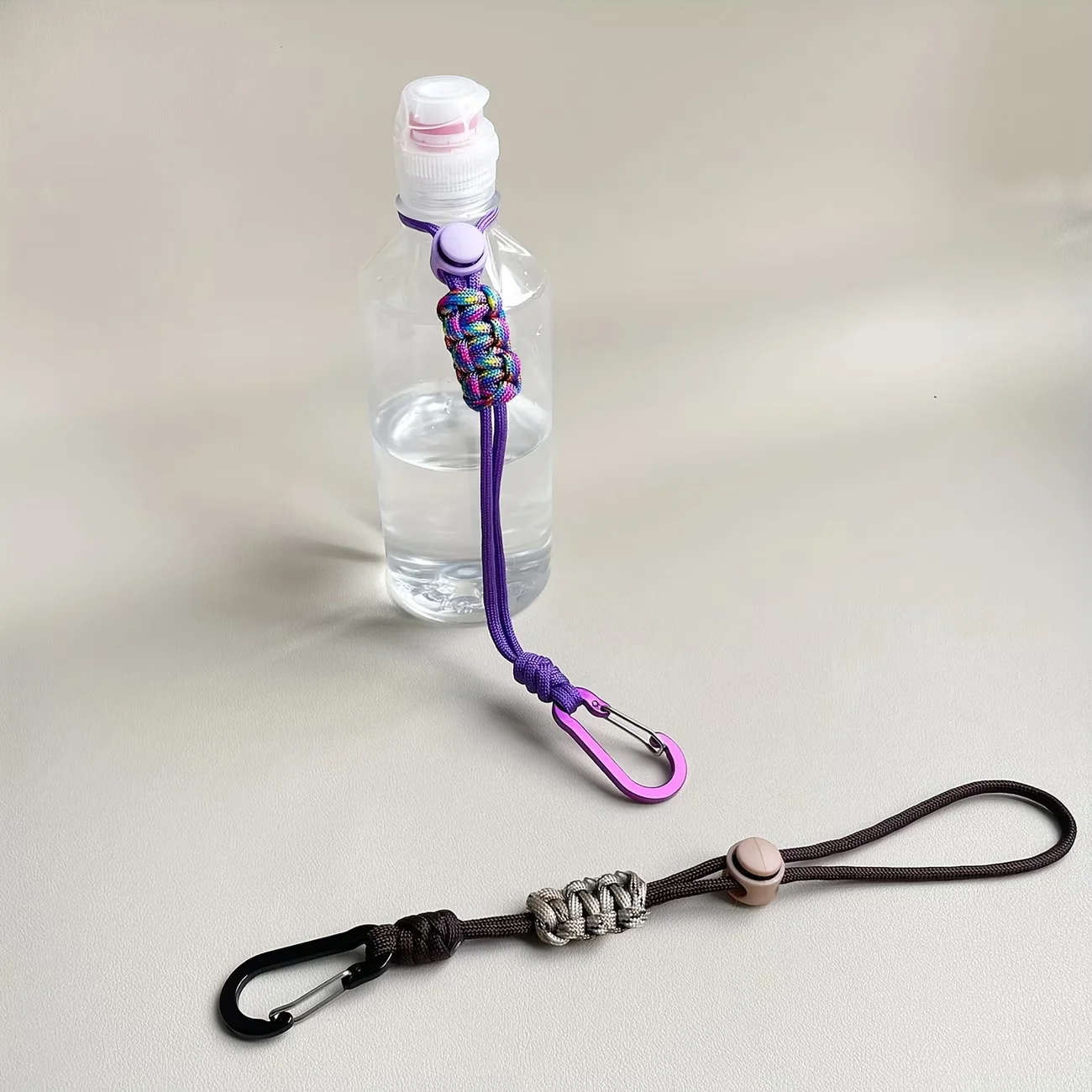 1Pc Water Bottle Holder with Lanyard, Alloy Hook Keychain, Portable Clip for Travel Hiking Backpack Accessory