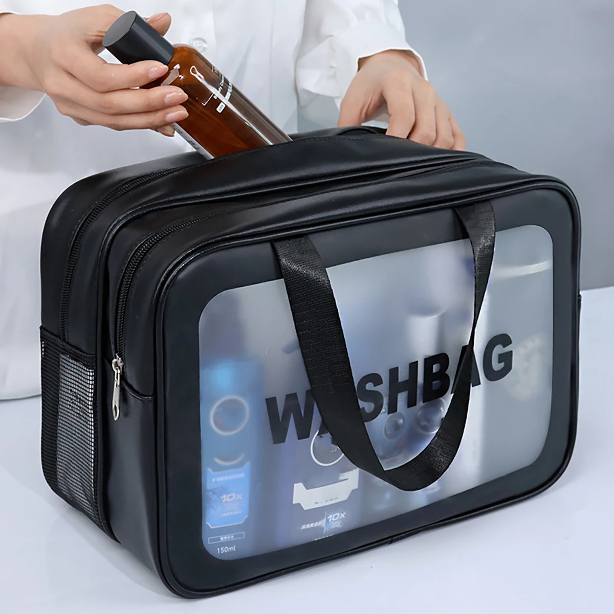 Two Layers Wet-Dry Separation Makeup Bag Portable Toiletry Bag Travel Large Capacity Storage Bag Fitness Swimming Essentials