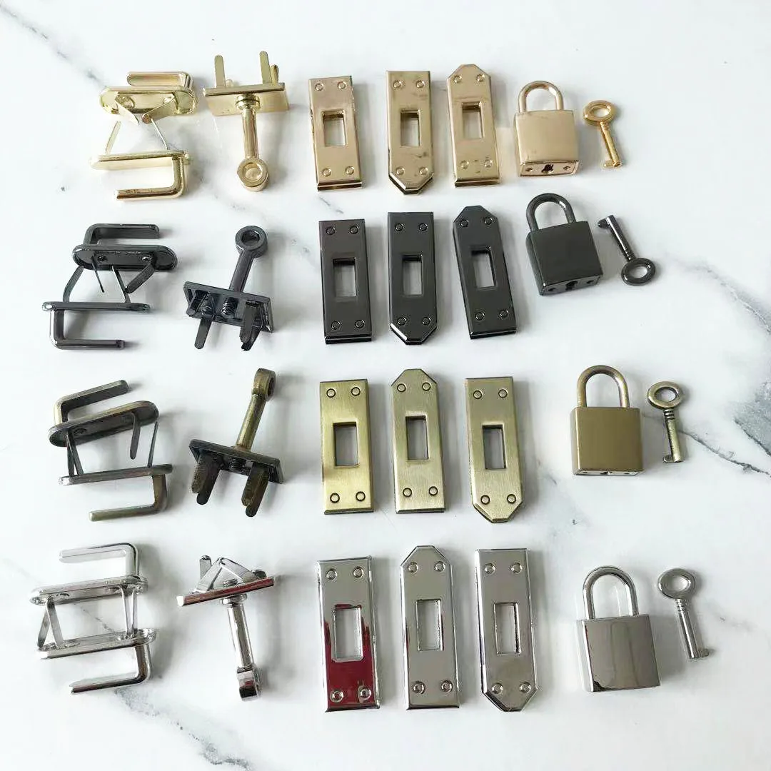 1 Set( 7 pcs) 45mm 4 Colors Metal Bag Lock Hardware Accessories Women's Handbag Swivel Clasp Lock Buckle DIY Part Leather Craft