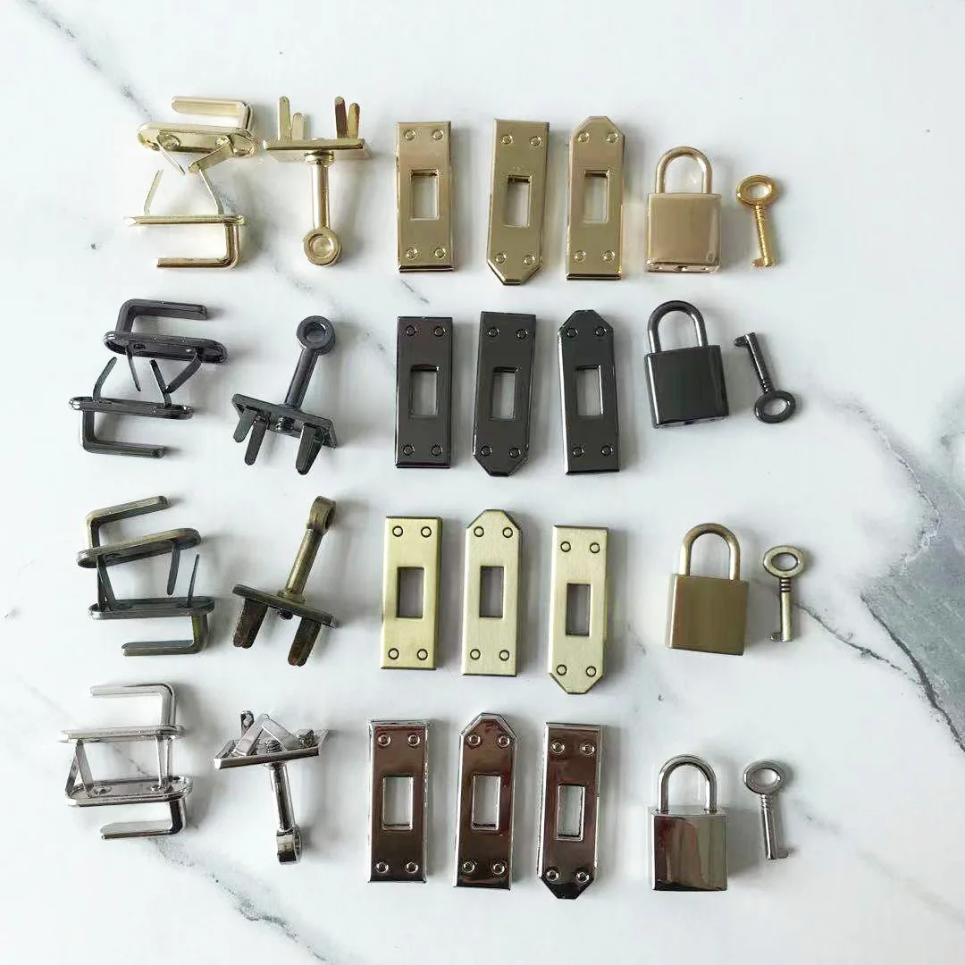 1 Set( 7 pcs) 45mm 4 Colors Metal Bag Lock Hardware Accessories Women's Handbag Swivel Clasp Lock Buckle DIY Part Leather Craft