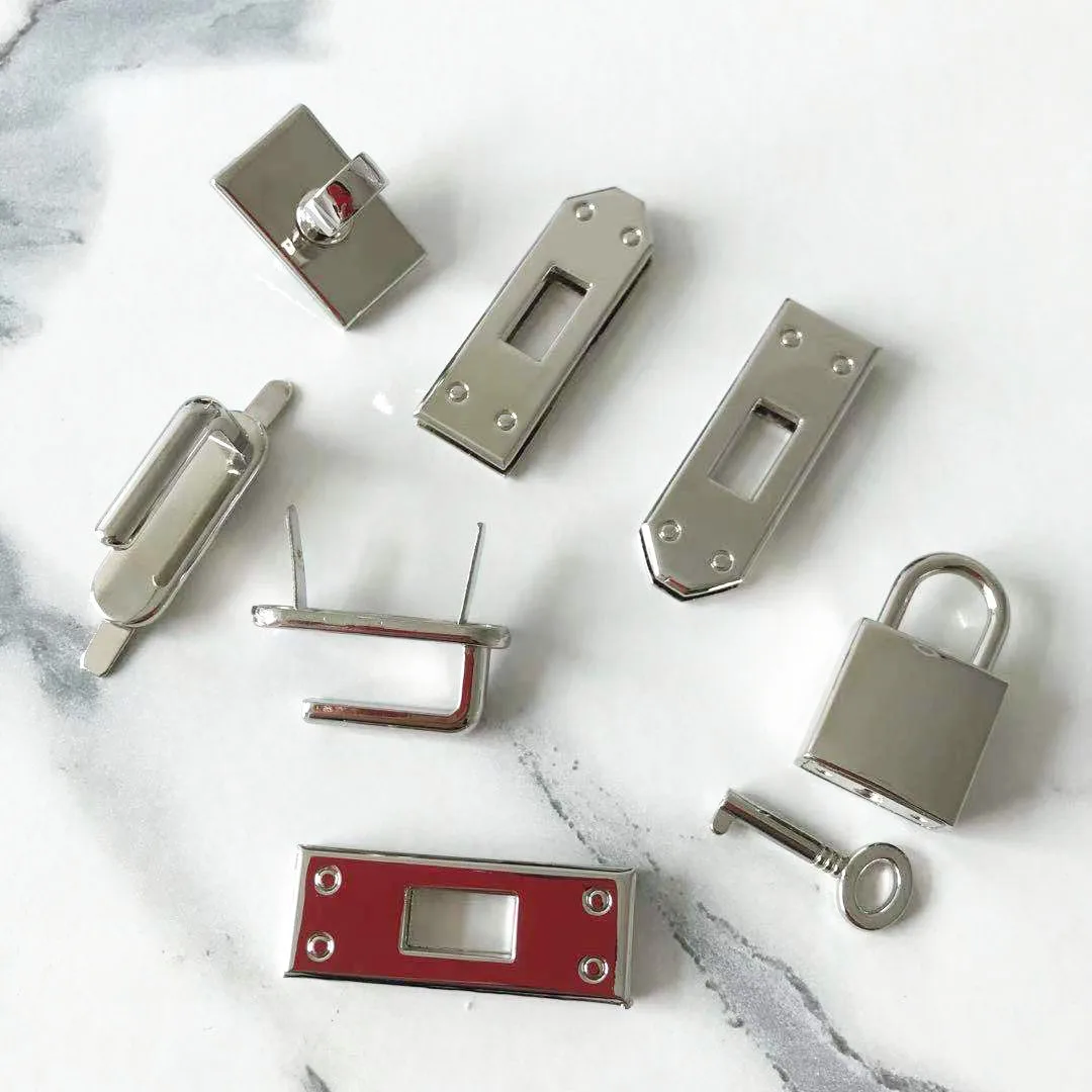 1 Set( 7 pcs) 45mm 4 Colors Metal Bag Lock Hardware Accessories Women's Handbag Swivel Clasp Lock Buckle DIY Part Leather Craft