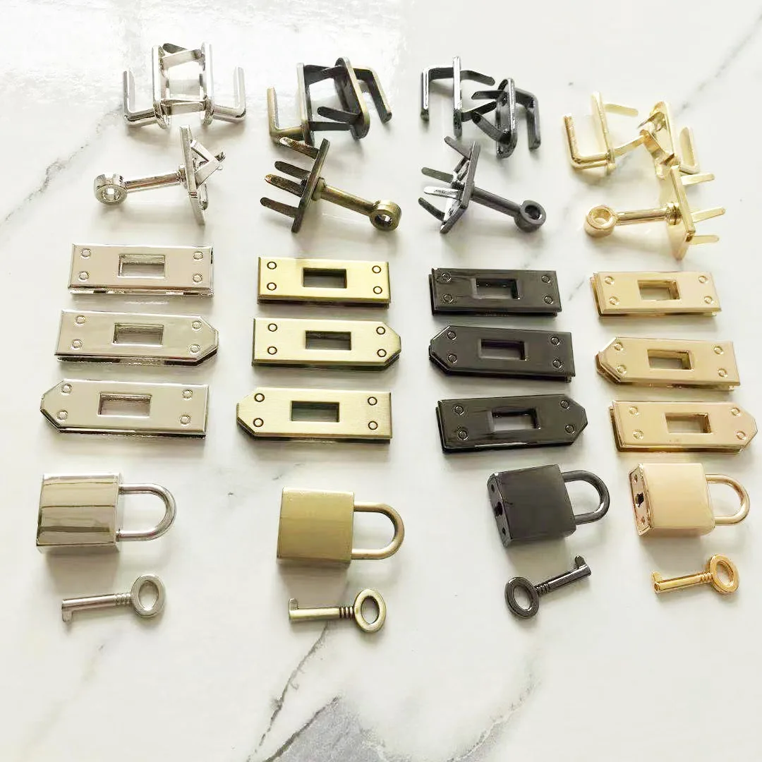 1 Set( 7 pcs) 45mm 4 Colors Metal Bag Lock Hardware Accessories Women's Handbag Swivel Clasp Lock Buckle DIY Part Leather Craft