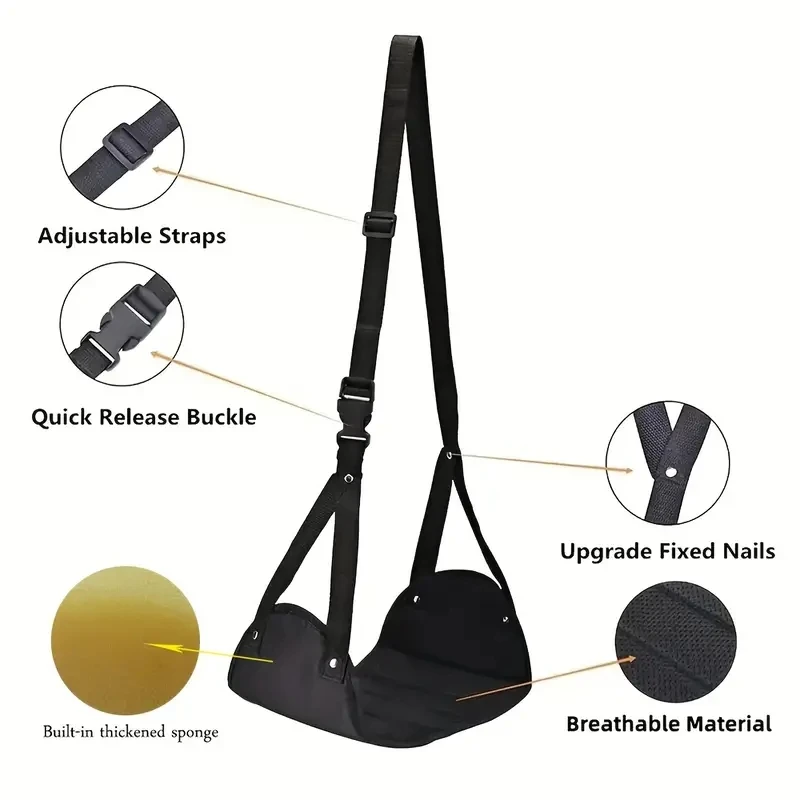 Airplane Footrest With Adjustable Strap & Quick Release Buckle, Dacron Portable Lightweight Hammock Leg Rest, Travel Accessory