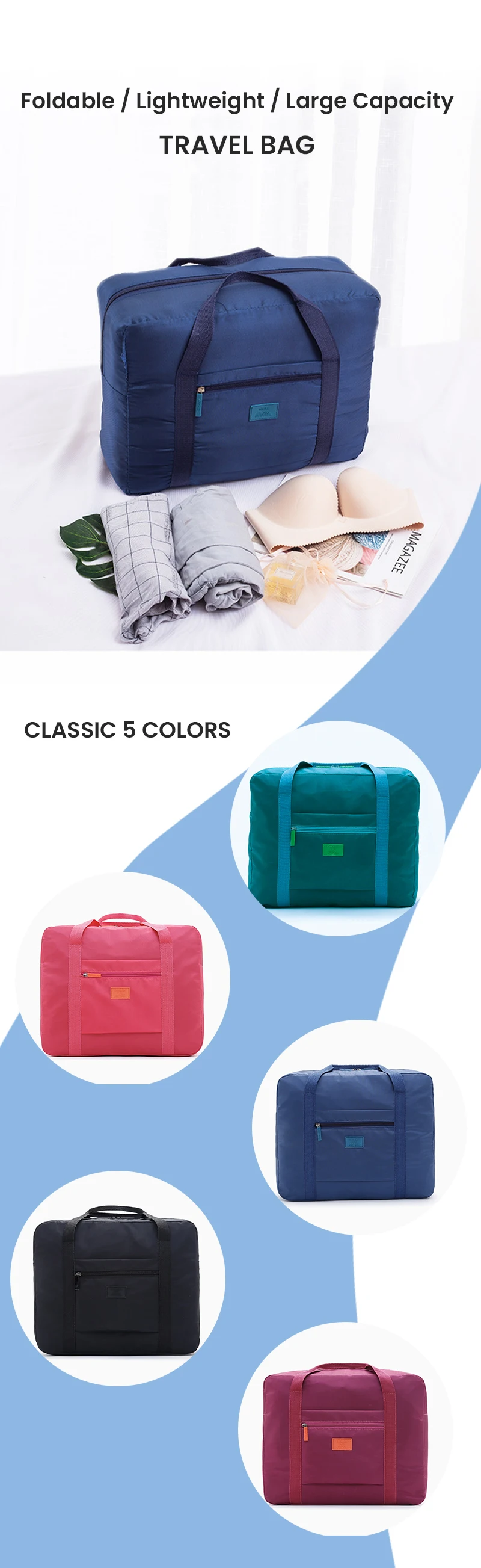 Travel Duffel Bag Lightweight Foldable Unisex Tote Carry On Luggage Weekender Overnight Stays Suitcase Organiser 20L Large Bags