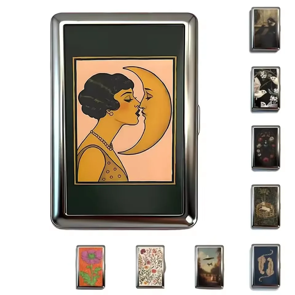 Vintage-Style Vintage Card Case Art Deco Design Metal Material Metal Case Easy Snap Multifunction Cash Case Business Card Holder