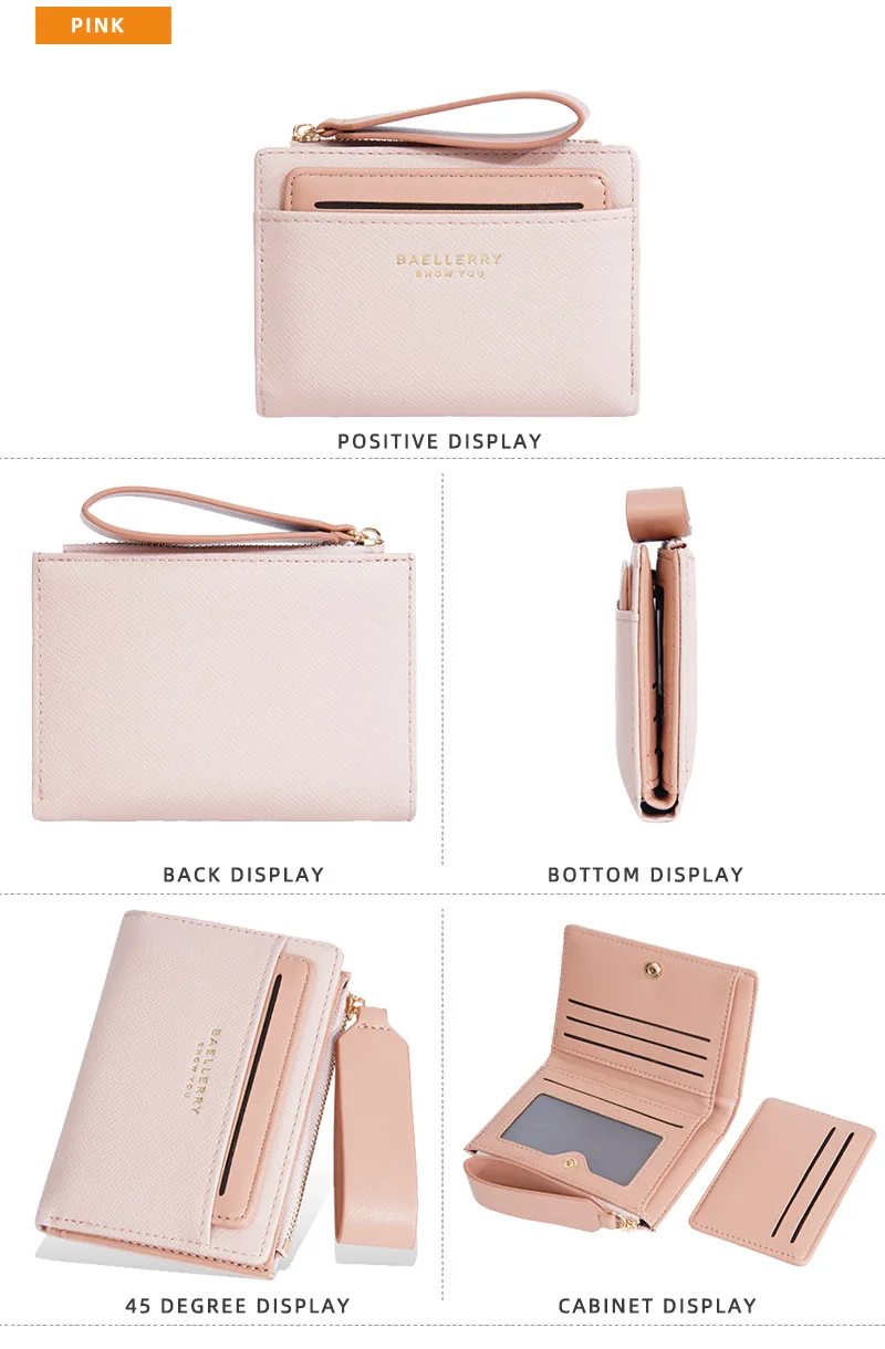 Baellerry Slim Multi-card Short Wallet for Women Luxury PU Leather Noble Female Purse Holder with Multiple Card Slots