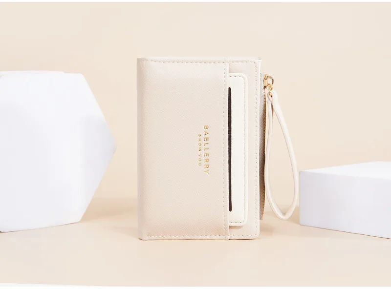 Baellerry Slim Multi-card Short Wallet for Women Luxury PU Leather Noble Female Purse Holder with Multiple Card Slots