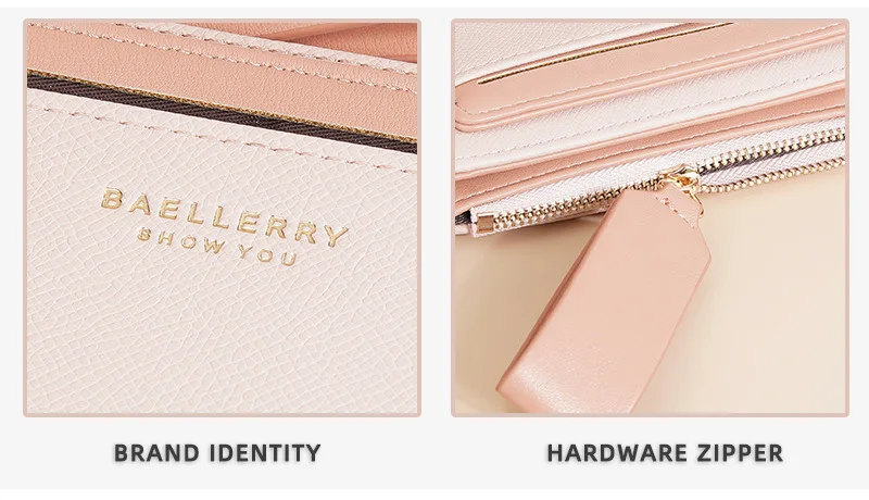 Baellerry Slim Multi-card Short Wallet for Women Luxury PU Leather Noble Female Purse Holder with Multiple Card Slots