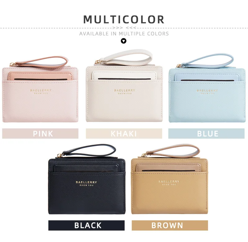 Baellerry Slim Multi-card Short Wallet for Women Luxury PU Leather Noble Female Purse Holder with Multiple Card Slots
