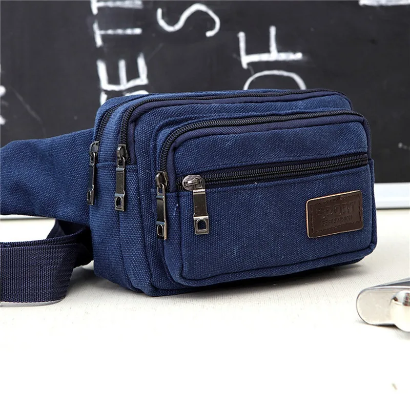 Canvas Waist Bag Outdoor Sports Multifunctional Male Waist Pack High Quality Durable High-capacity Bags Portable Phone Purse