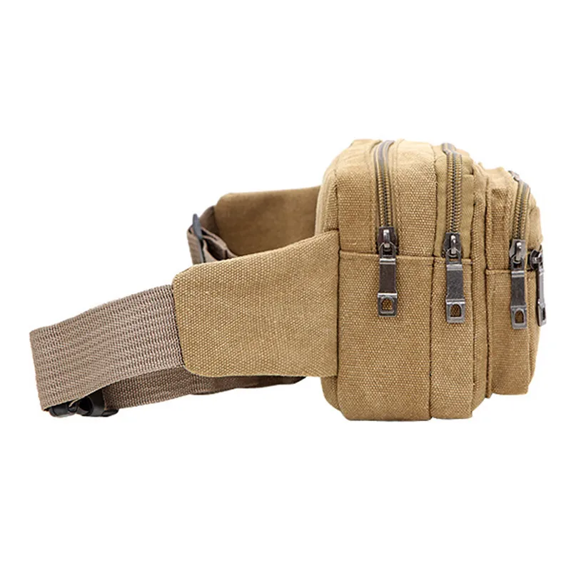Canvas Waist Bag Outdoor Sports Multifunctional Male Waist Pack High Quality Durable High-capacity Bags Portable Phone Purse