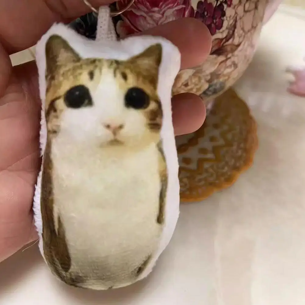 Funny Viral Meowl Cat Plush Sound Keychain, Soft Stuffed Animal Bag Charm, Cute Backpack Pendant Gift for Cat Lovers & Friends