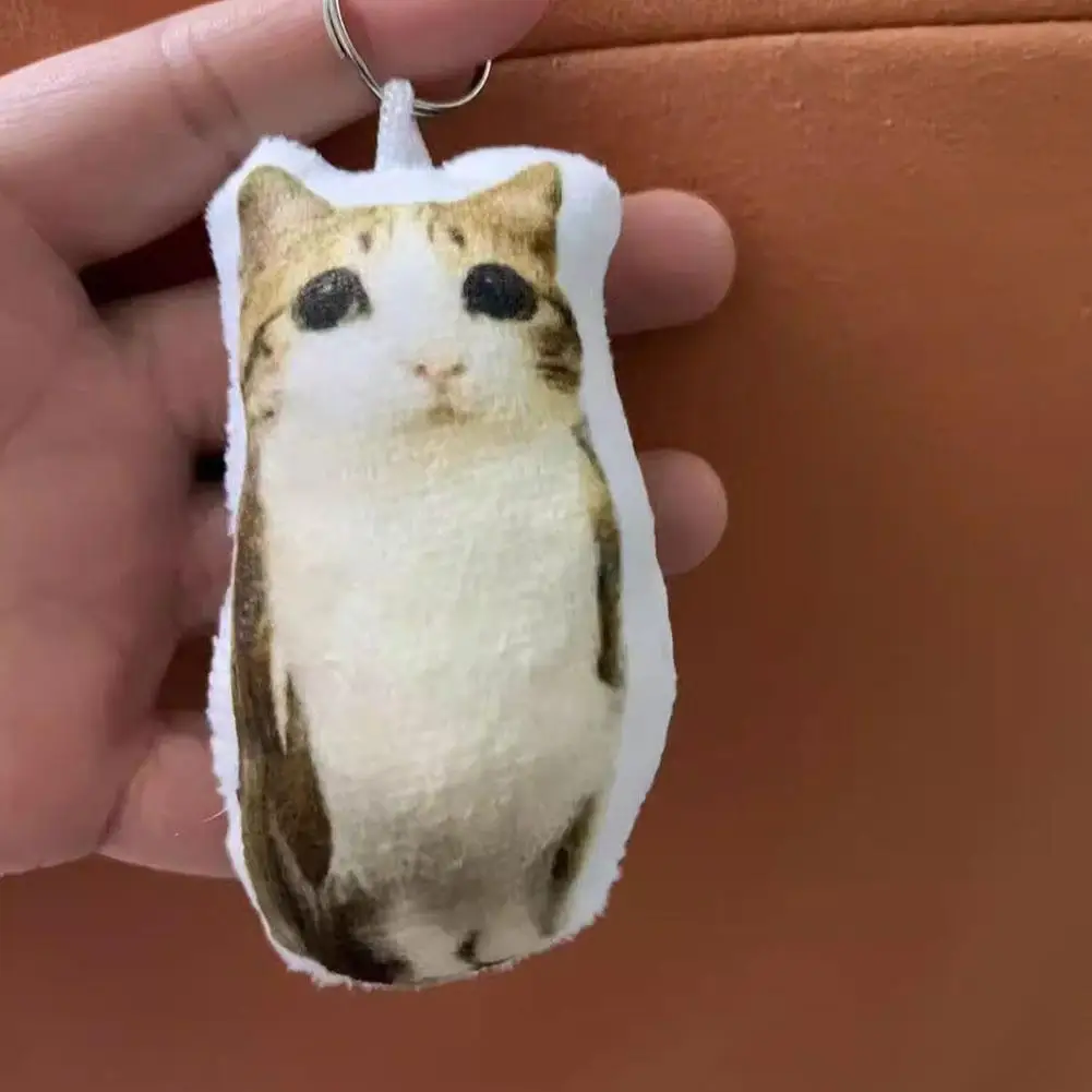 Funny Viral Meowl Cat Plush Sound Keychain, Soft Stuffed Animal Bag Charm, Cute Backpack Pendant Gift for Cat Lovers & Friends