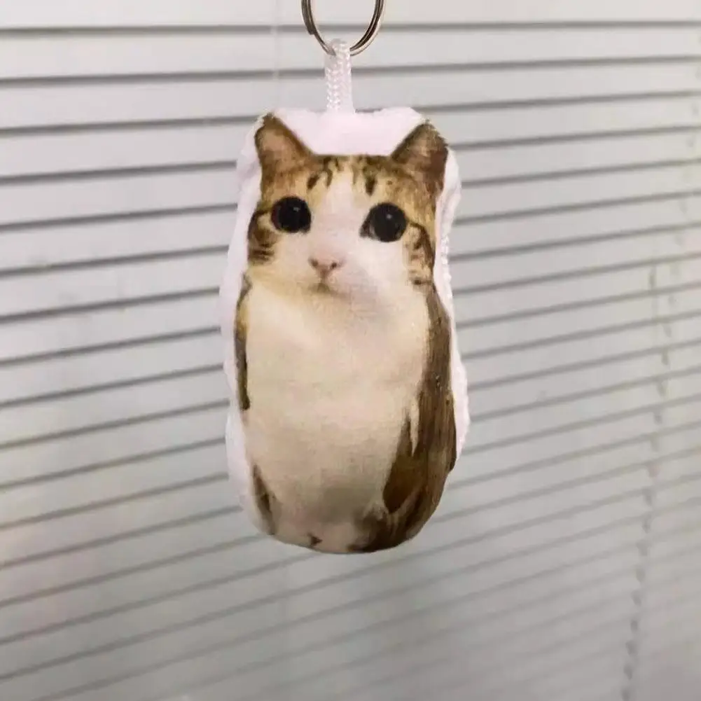 Funny Viral Meowl Cat Plush Sound Keychain, Soft Stuffed Animal Bag Charm, Cute Backpack Pendant Gift for Cat Lovers & Friends