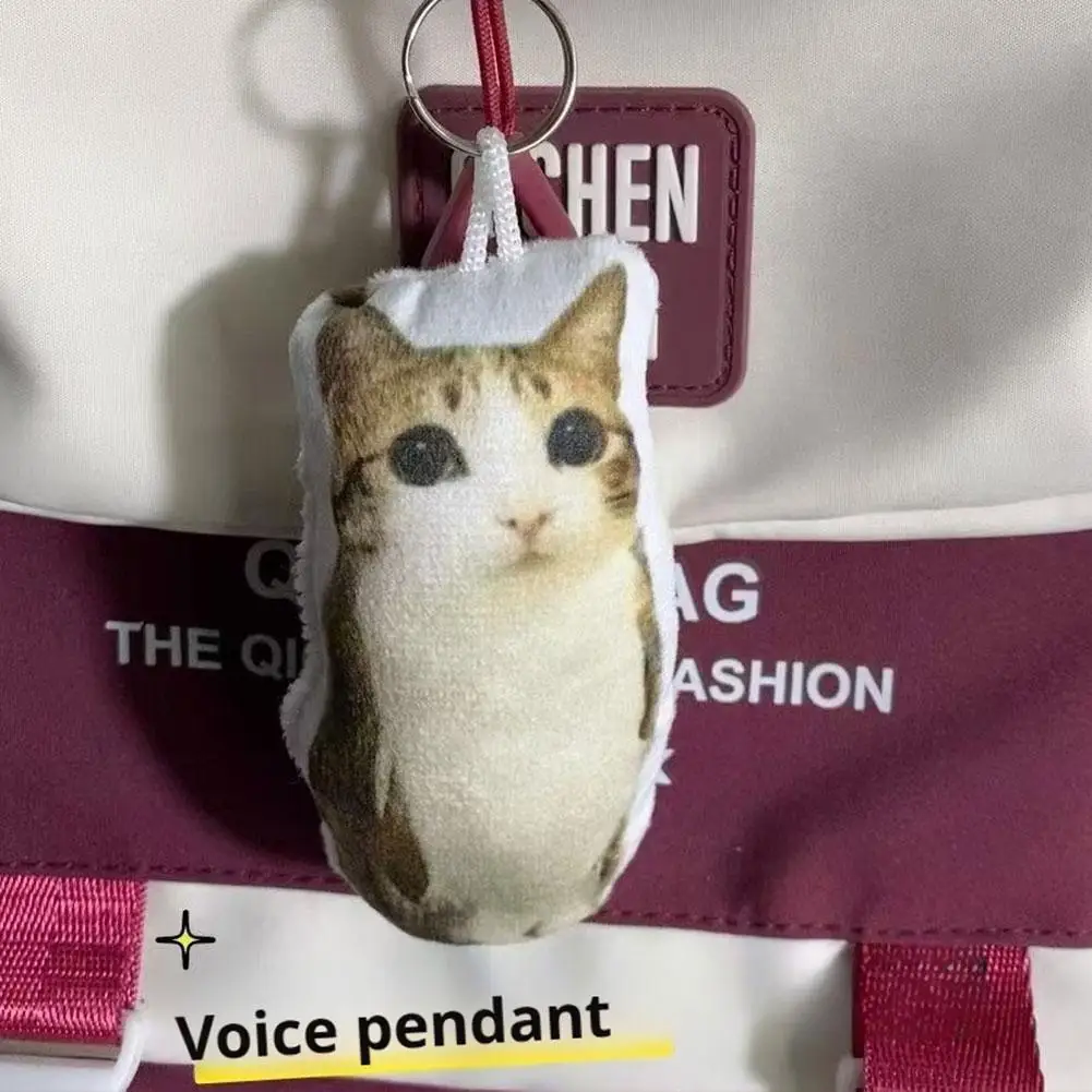 Funny Viral Meowl Cat Plush Sound Keychain, Soft Stuffed Animal Bag Charm, Cute Backpack Pendant Gift for Cat Lovers & Friends