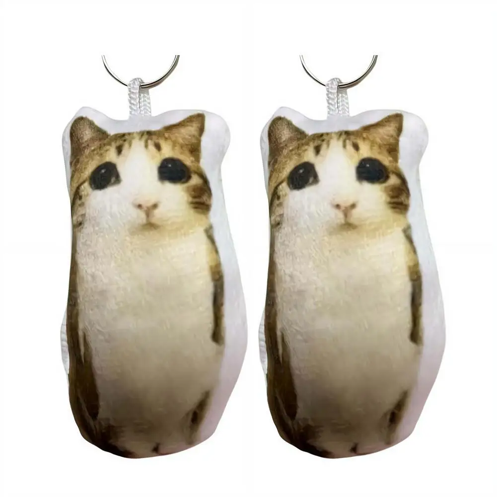 Funny Viral Meowl Cat Plush Sound Keychain, Soft Stuffed Animal Bag Charm, Cute Backpack Pendant Gift for Cat Lovers & Friends