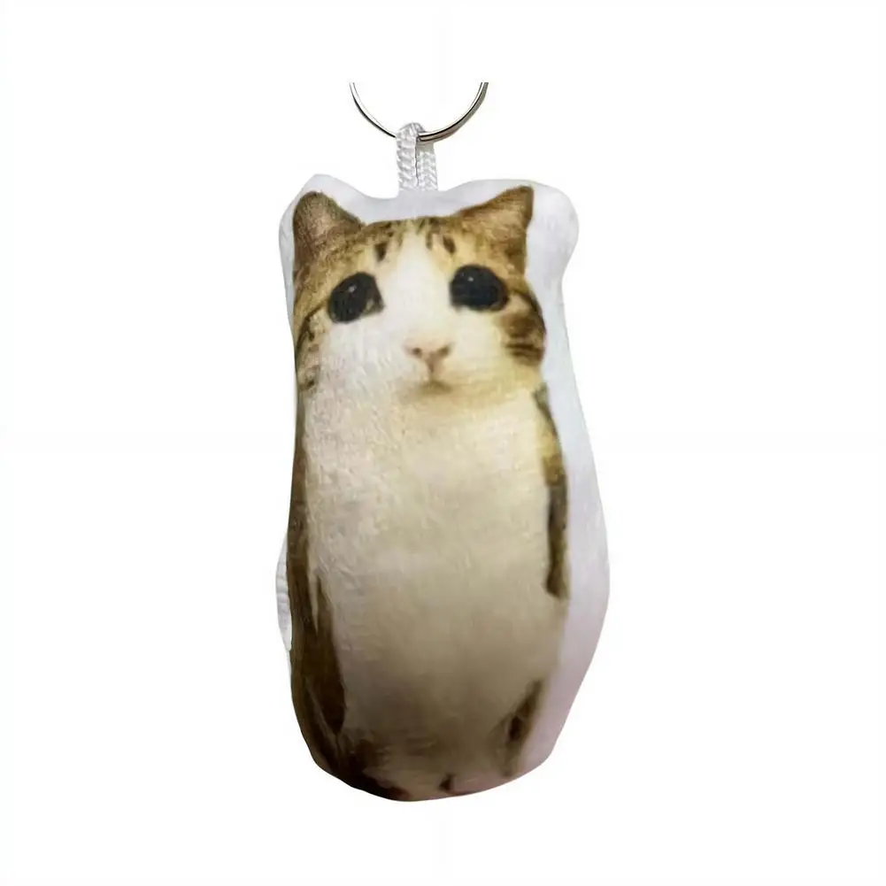Funny Viral Meowl Cat Plush Sound Keychain, Soft Stuffed Animal Bag Charm, Cute Backpack Pendant Gift for Cat Lovers & Friends