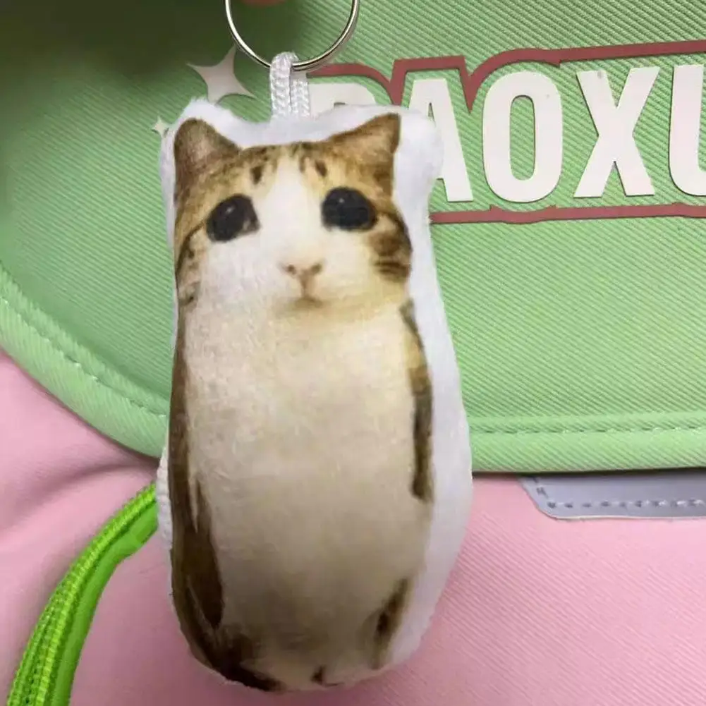 Funny Viral Meowl Cat Plush Sound Keychain, Soft Stuffed Animal Bag Charm, Cute Backpack Pendant Gift for Cat Lovers & Friends