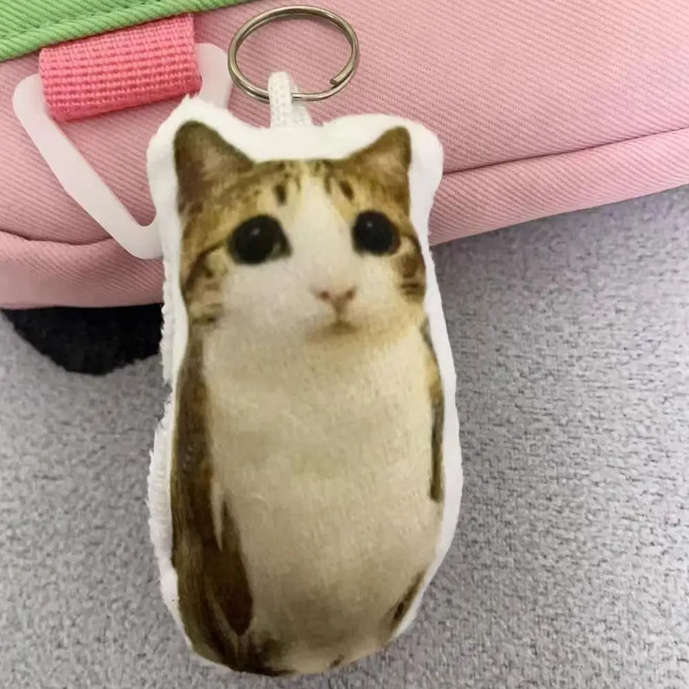Funny Viral Meowl Cat Plush Sound Keychain, Soft Stuffed Animal Bag Charm, Cute Backpack Pendant Gift for Cat Lovers & Friends